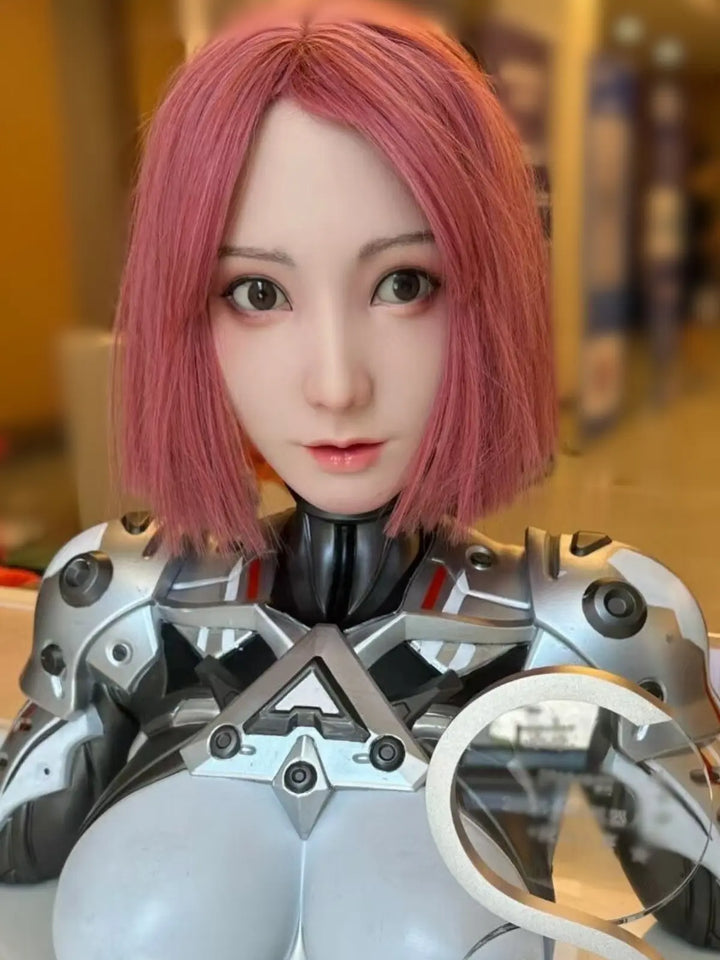 Xiaoling AI companion robot half-body bust，interactive humanoid with emotional support features