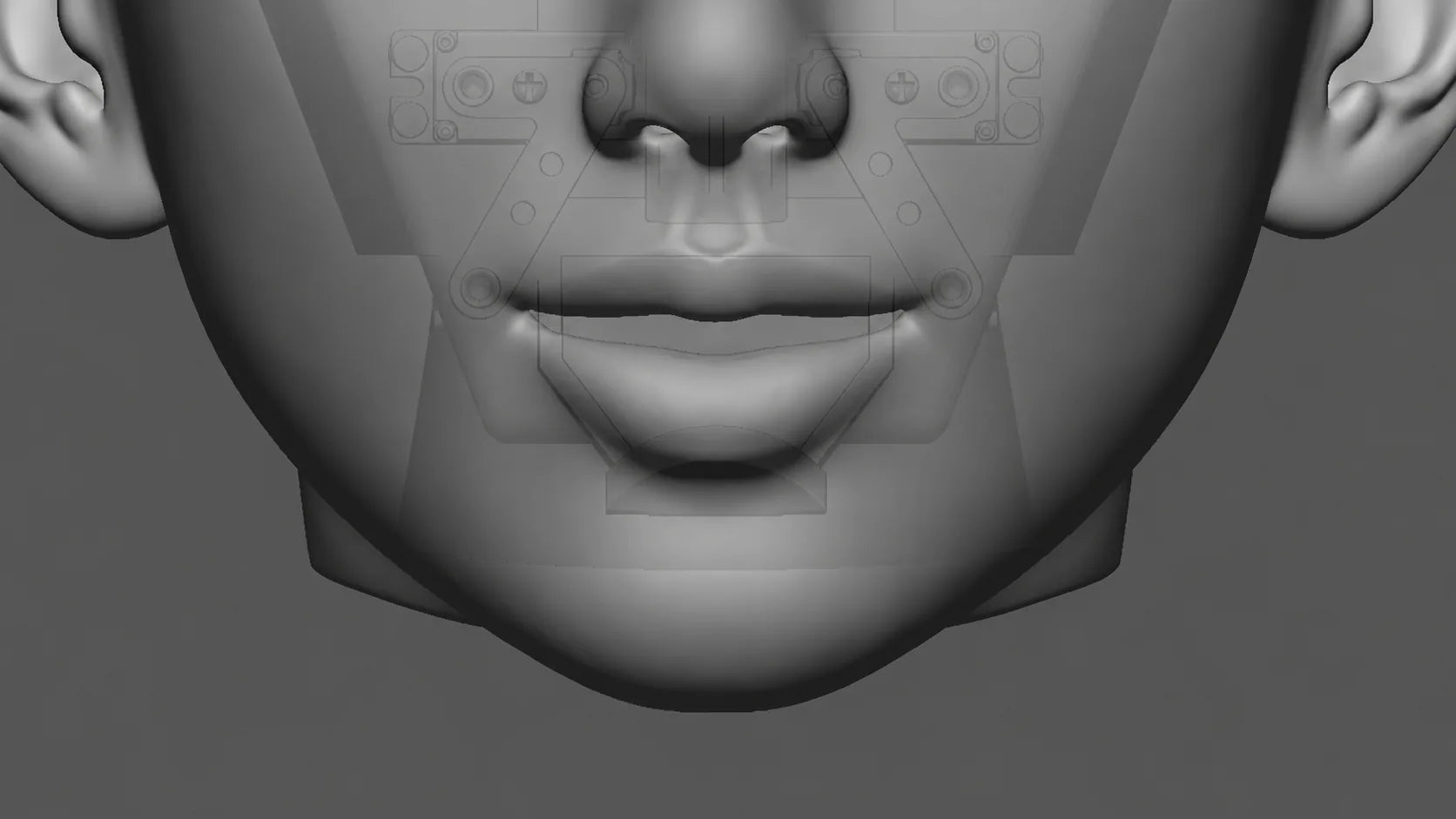 Front mouth and jaw fit study for a custom Feifei face skin