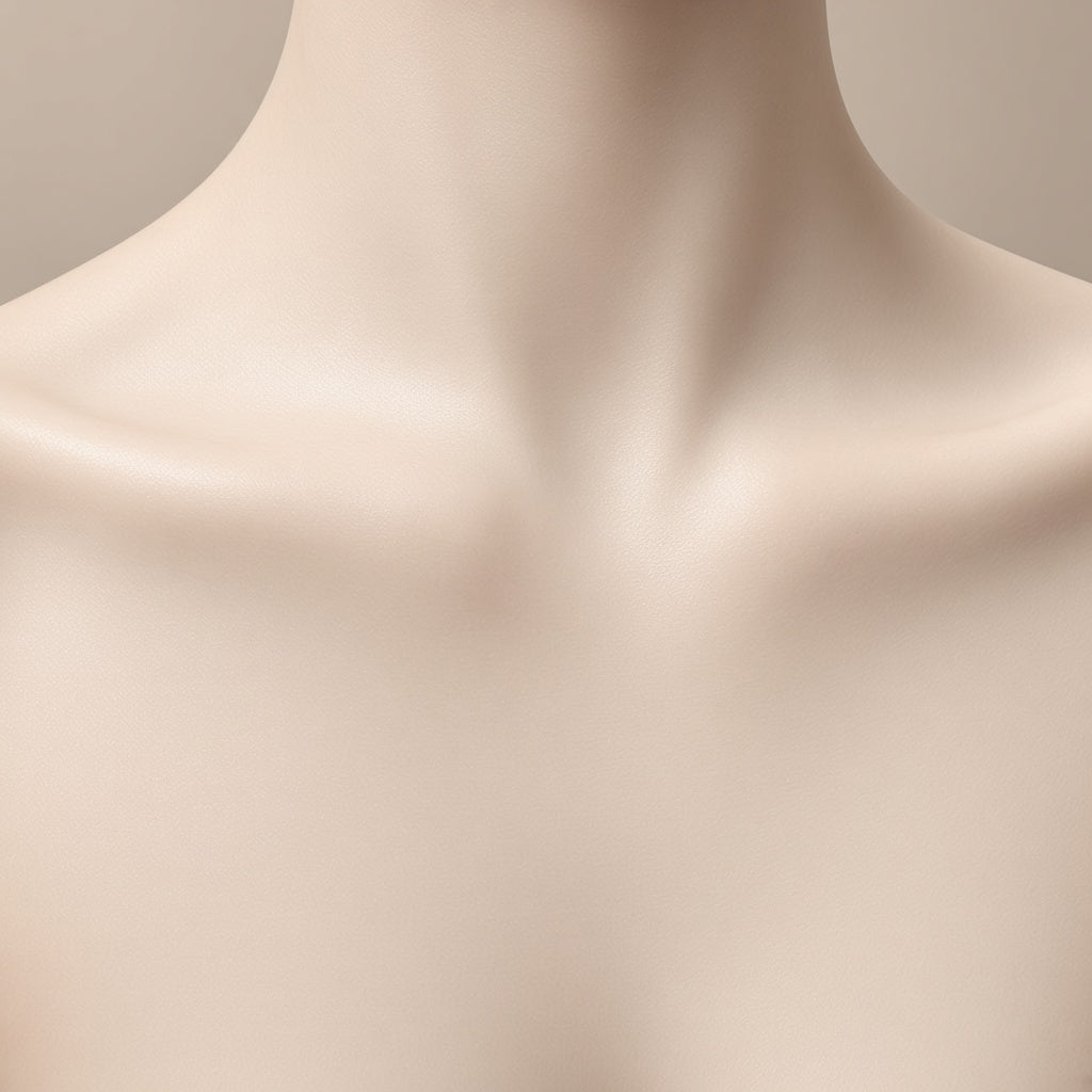 Close detail of companion collarbone and upper torso form