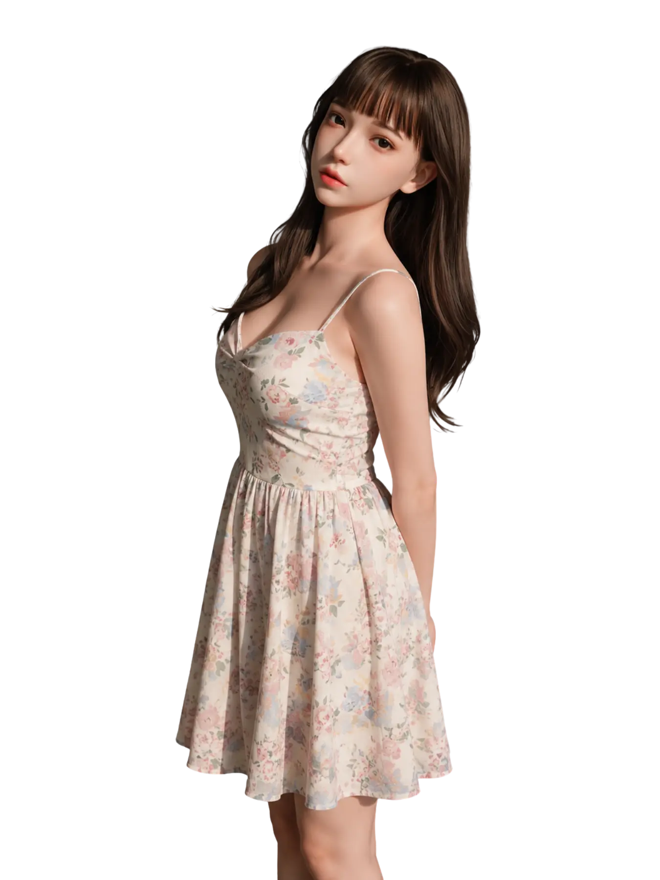 Menglan AI companion robot in a floral dress