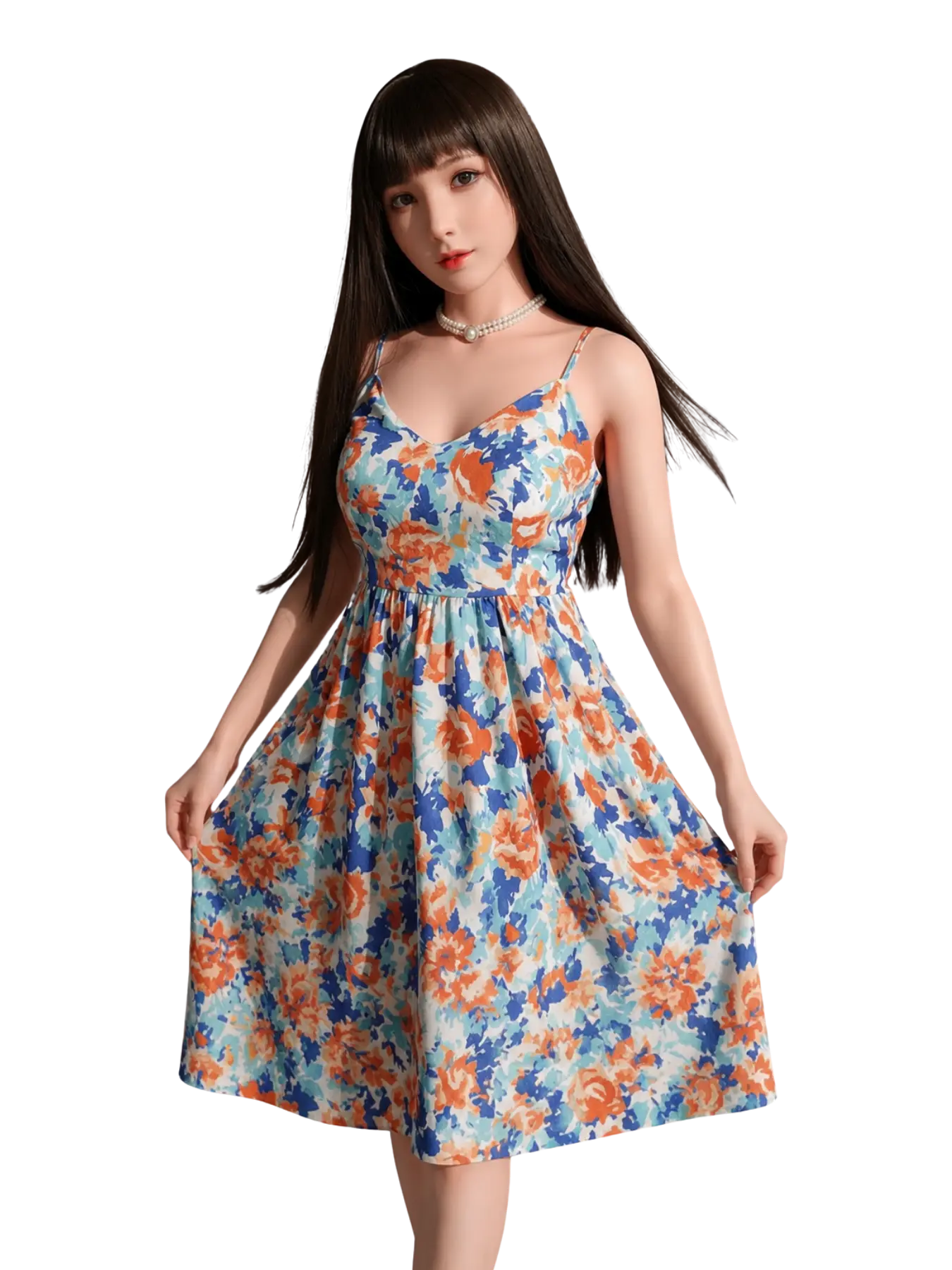 Xiaoling AI companion robot in a floral dress